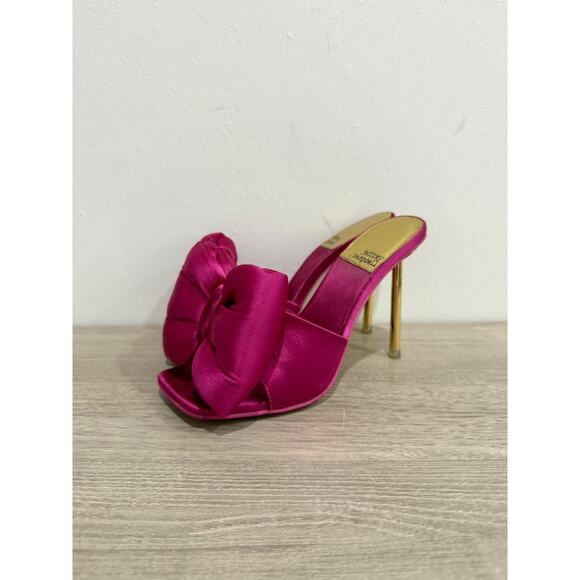 Jeffrey Campbell Bow-Down Slip On Pin-Heeled Mules Fuchsia Women's Size 6 - Picture 2 of 7
